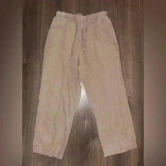 Orvis Pants - Orvis 100% Linen Brown Womens Cropped Drawstring Pants Size Small